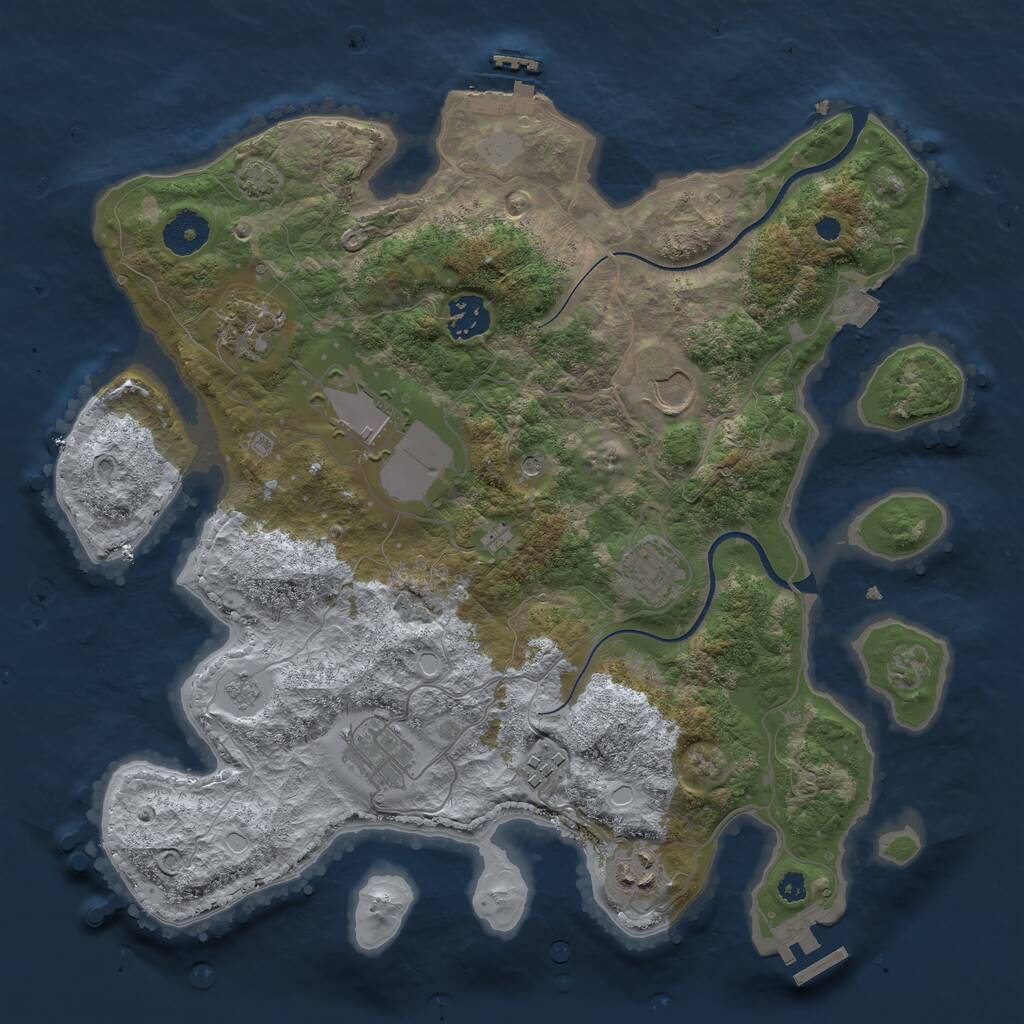 Rust Map: Procedural Map, Size: 3500, Seed: 1089234388, 14 Monuments