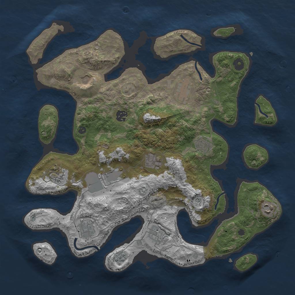 Rust Map: Procedural Map, Size: 3850, Seed: 1975421422, 14 Monuments