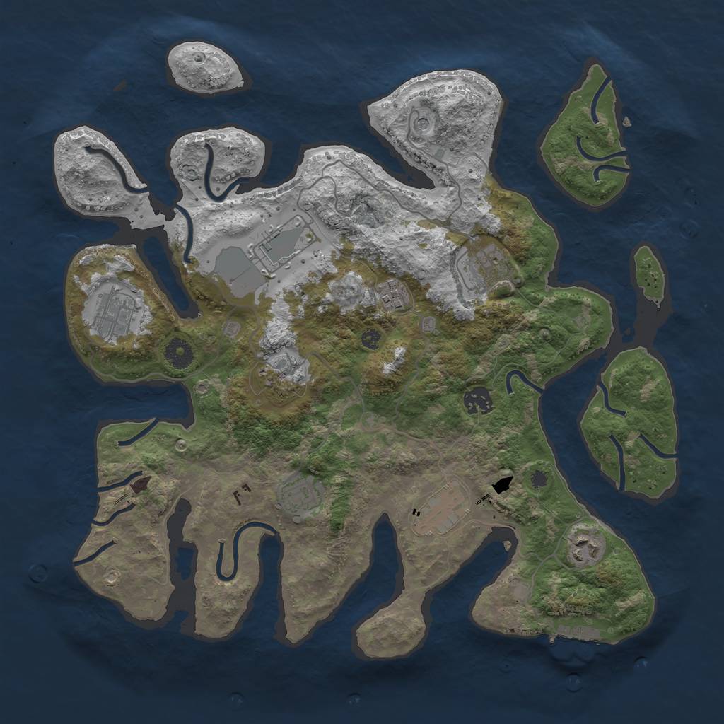 Rust Map: Procedural Map, Size: 3750, Seed: 356653472, 13 Monuments