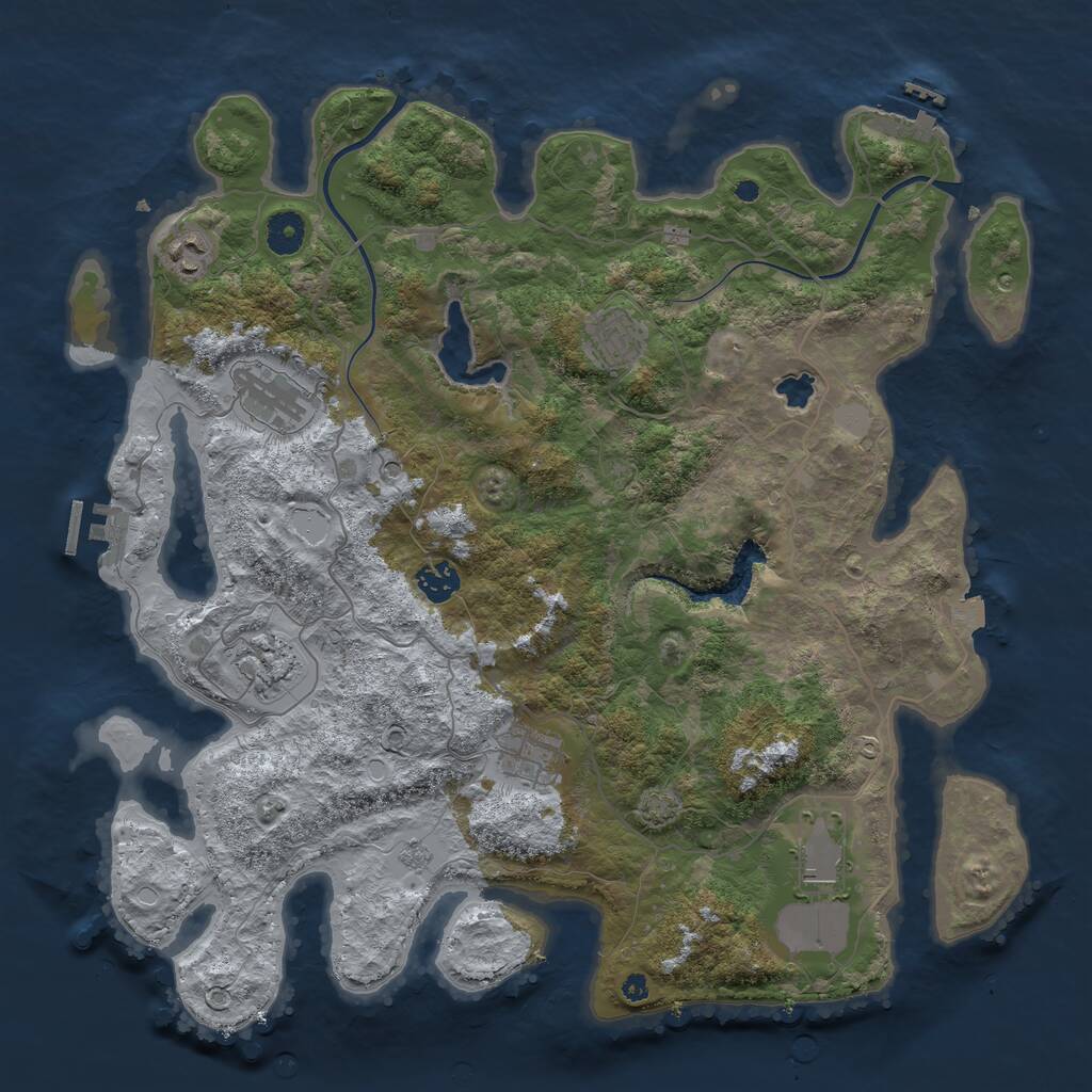 Rust Map: Procedural Map, Size: 4000, Seed: 194285, 13 Monuments