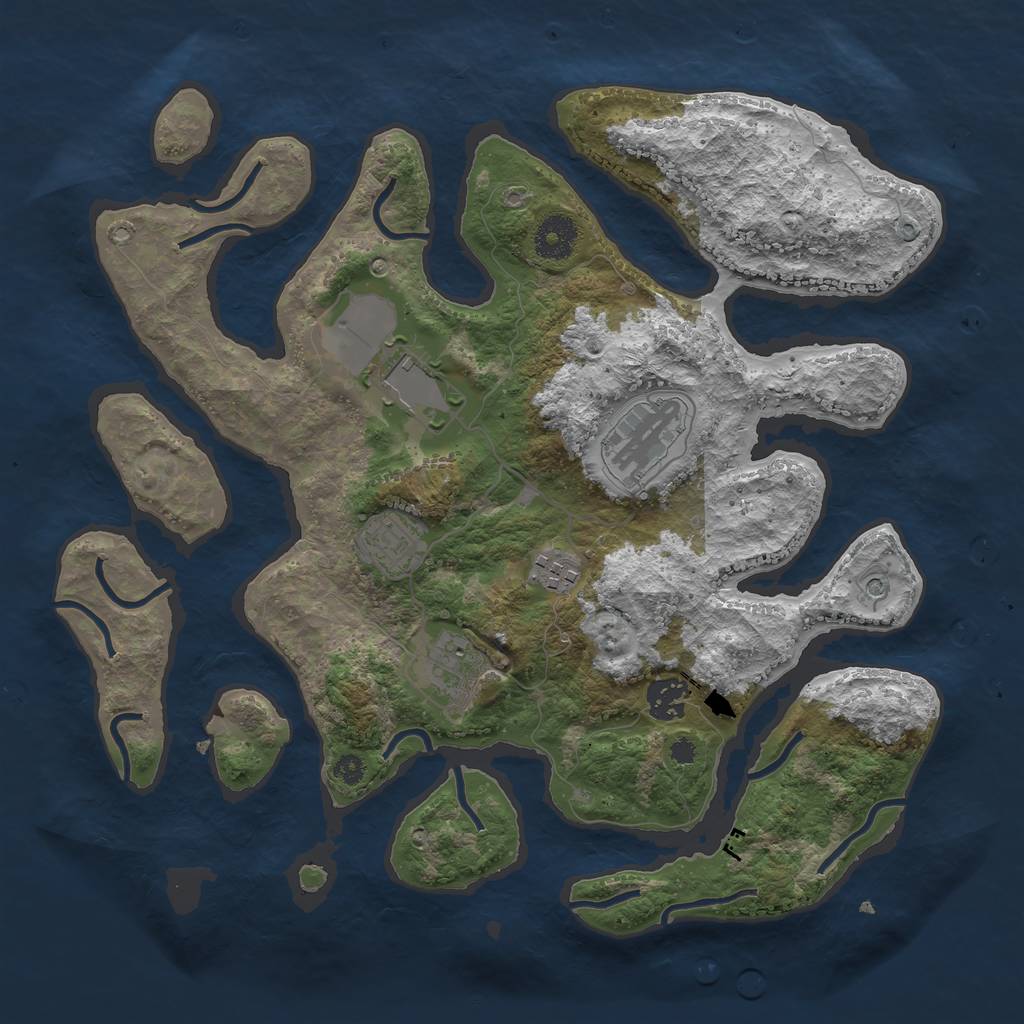 Rust Map: Procedural Map, Size: 3500, Seed: 193805685, 9 Monuments