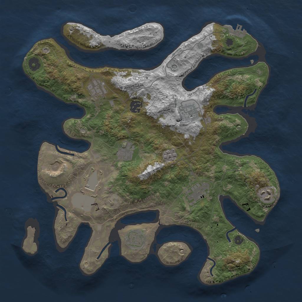 Rust Map: Procedural Map, Size: 3600, Seed: 929, 14 Monuments