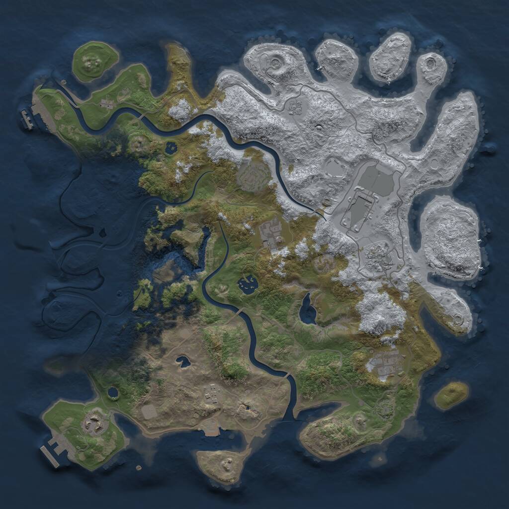 Rust Map: Procedural Map, Size: 4000, Seed: 46785424, 14 Monuments