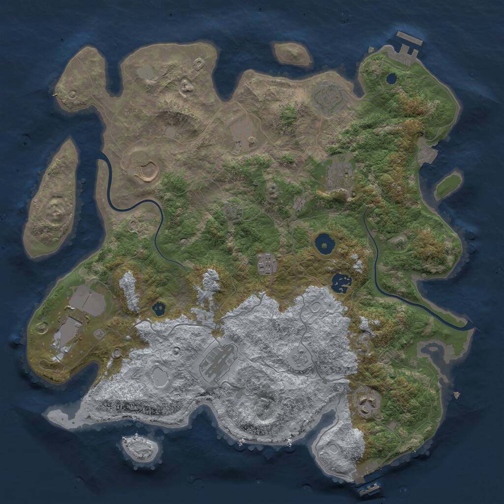 Rust Map: Procedural Map, Size: 3800, Seed: 54356346, 14 Monuments