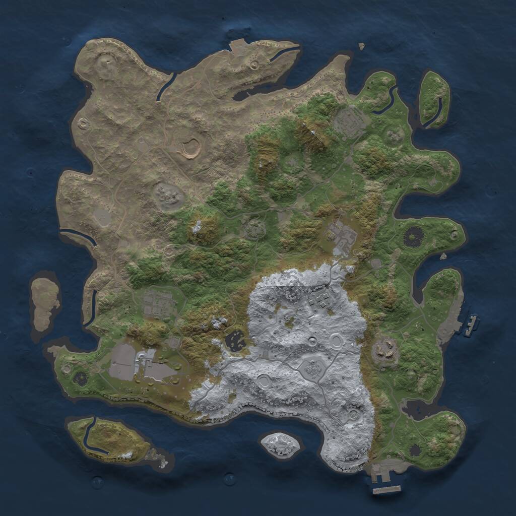 Rust Map: Procedural Map, Size: 3750, Seed: 408661083, 14 Monuments