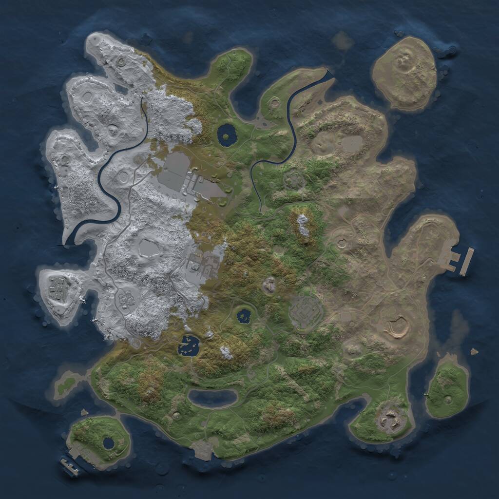 Rust Map: Procedural Map, Size: 3500, Seed: 1435034918, 13 Monuments