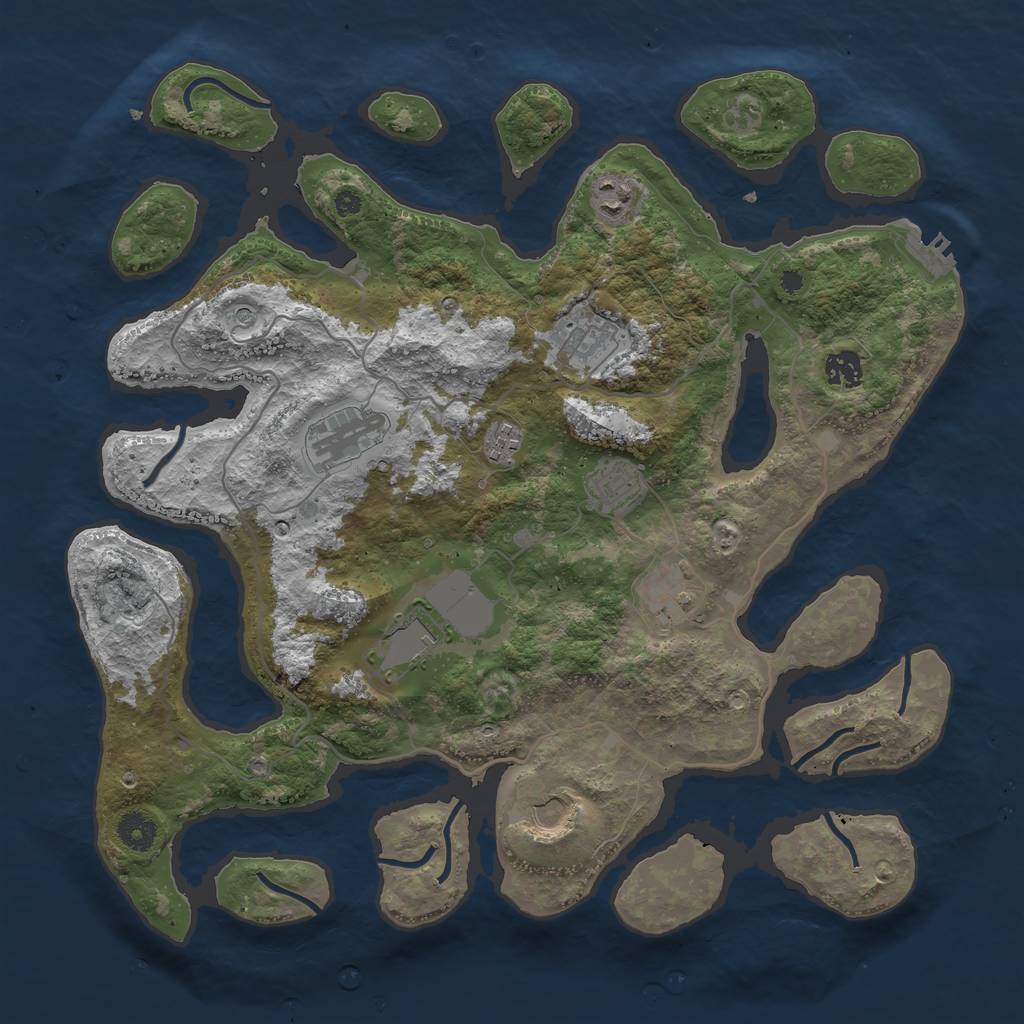 Rust Map: Procedural Map, Size: 4000, Seed: 983617, 13 Monuments