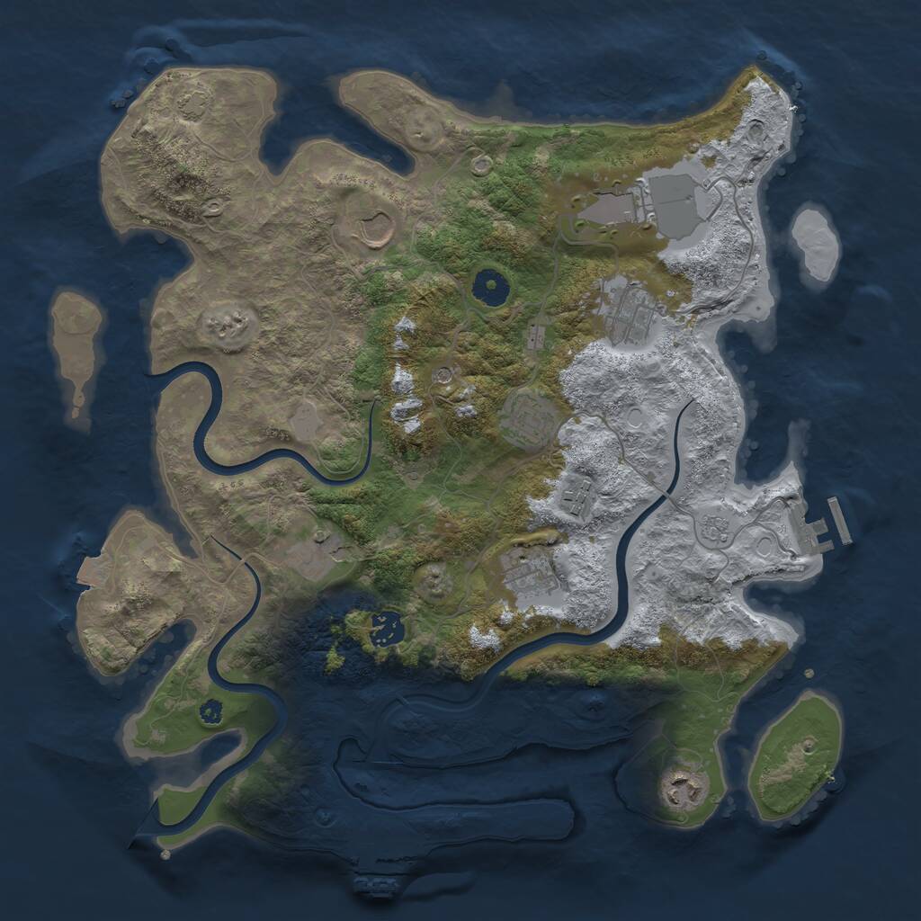 Rust Map: Procedural Map, Size: 3800, Seed: 2422325, 15 Monuments