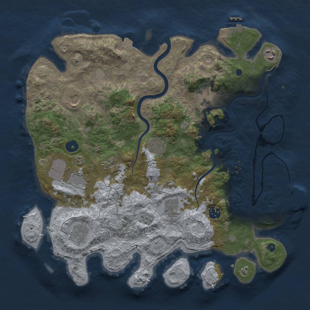 Rust Map: Procedural Map, Size: 3850, Seed: 754812715, 16 Monuments