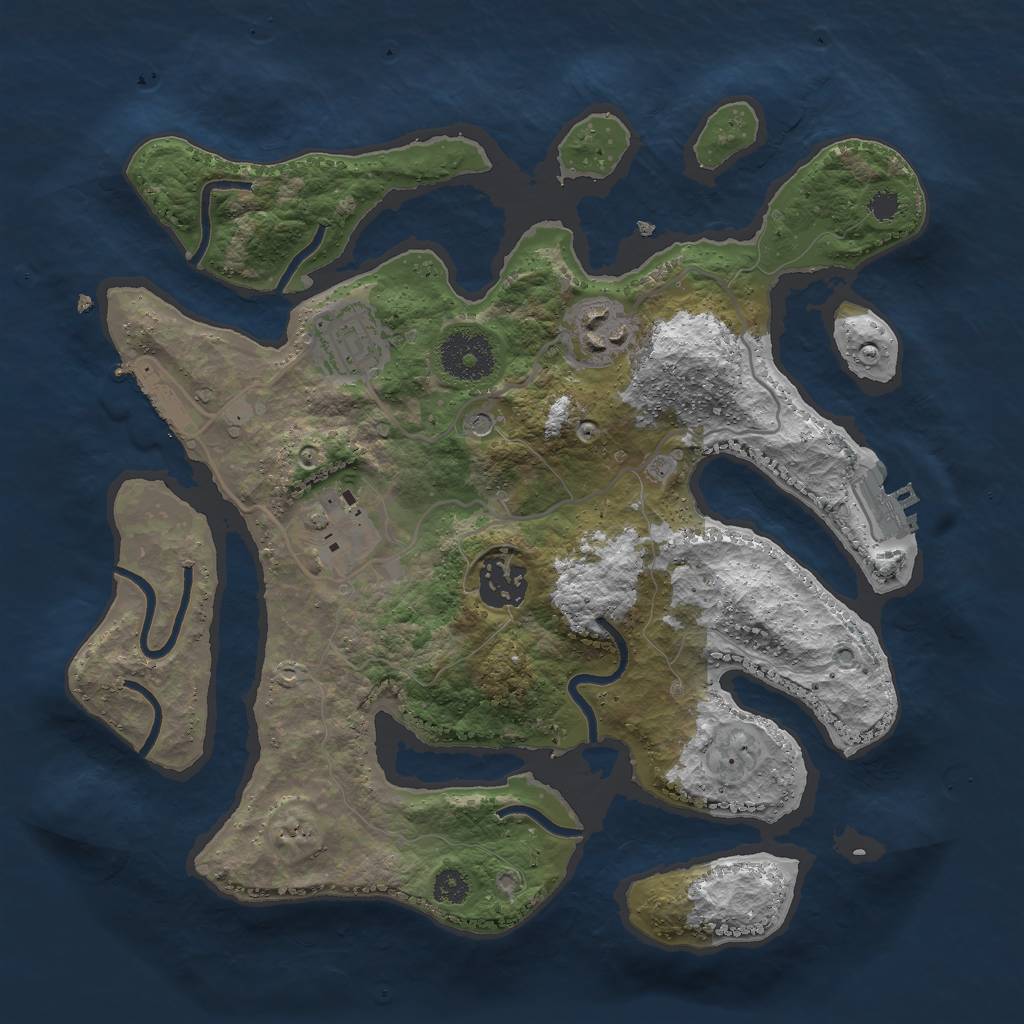Rust Map: Procedural Map, Size: 3000, Seed: 1643334253, 9 Monuments