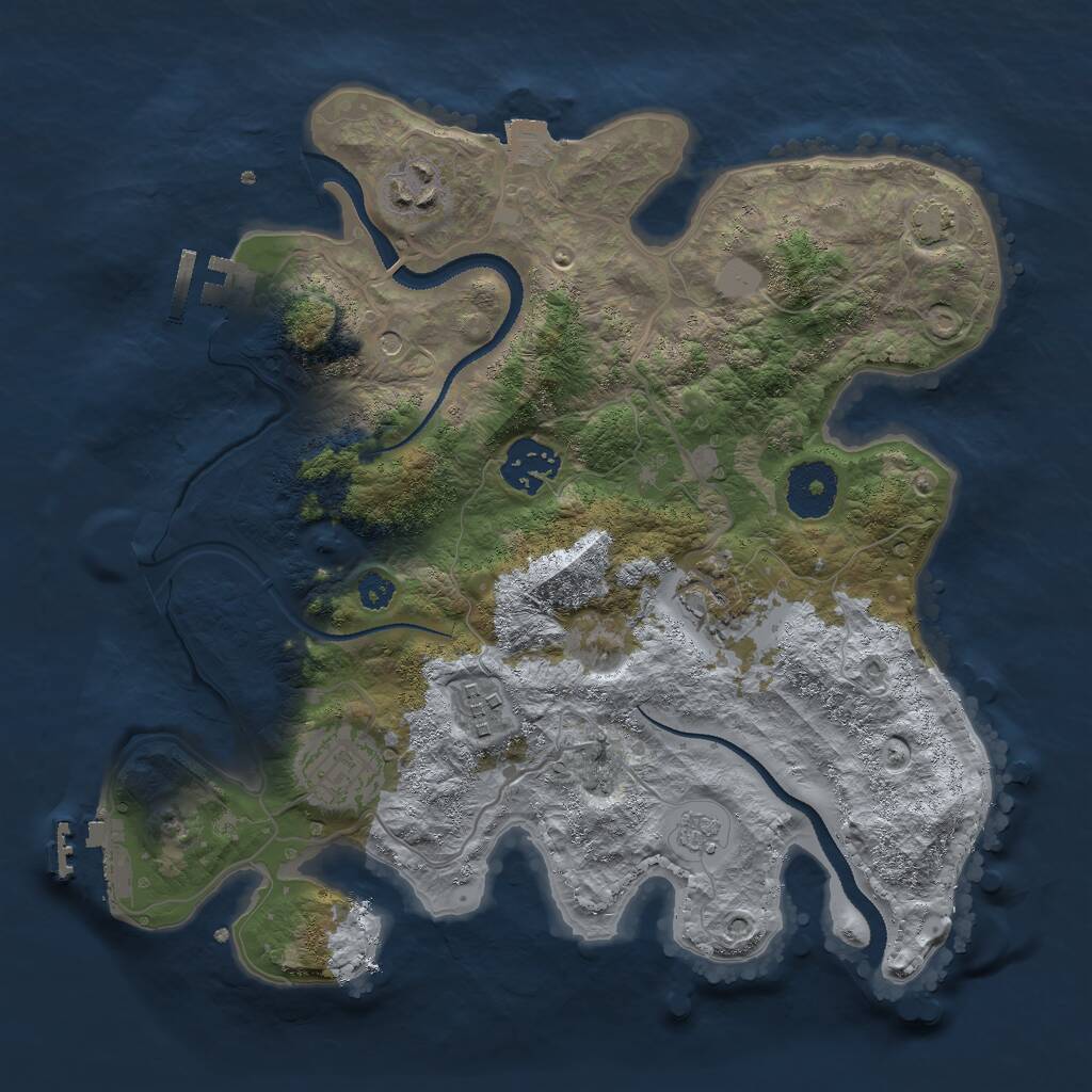 Rust Map: Procedural Map, Size: 3000, Seed: 1765350032, 11 Monuments