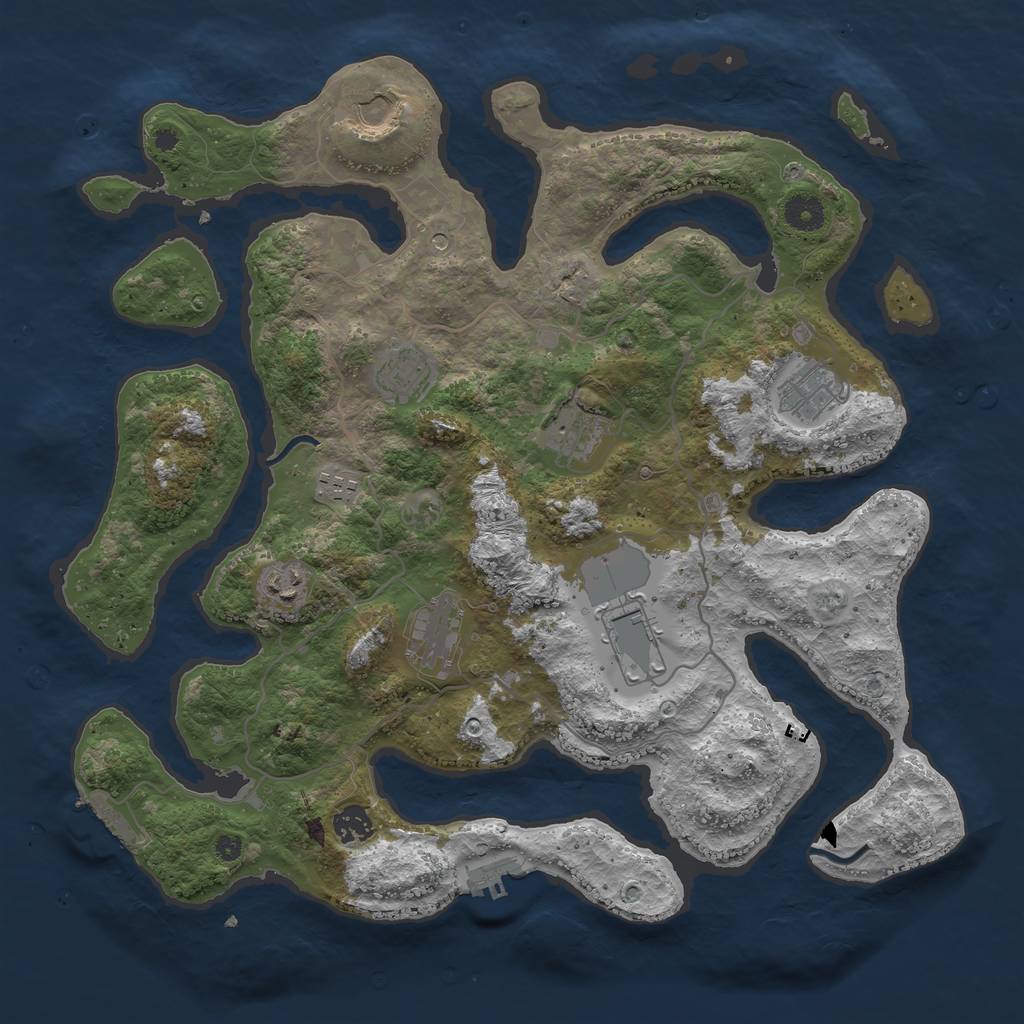 Rust Map: Procedural Map, Size: 4000, Seed: 696716, 14 Monuments