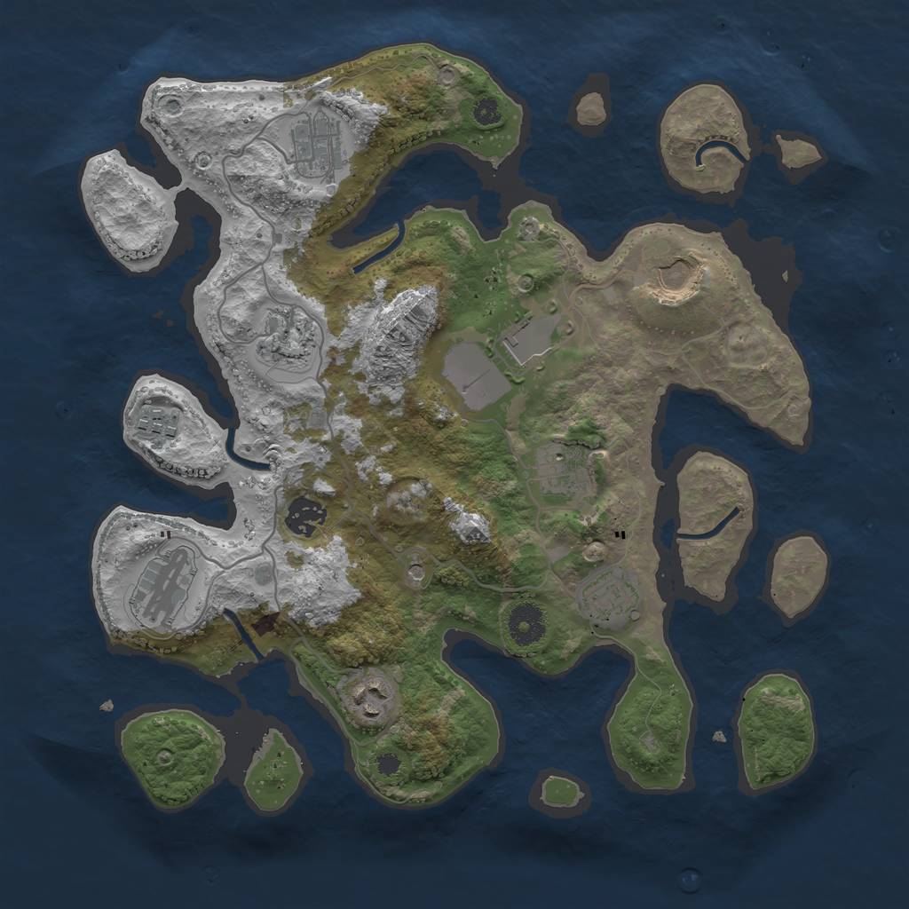 Rust Map: Procedural Map, Size: 3500, Seed: 1318861378, 13 Monuments