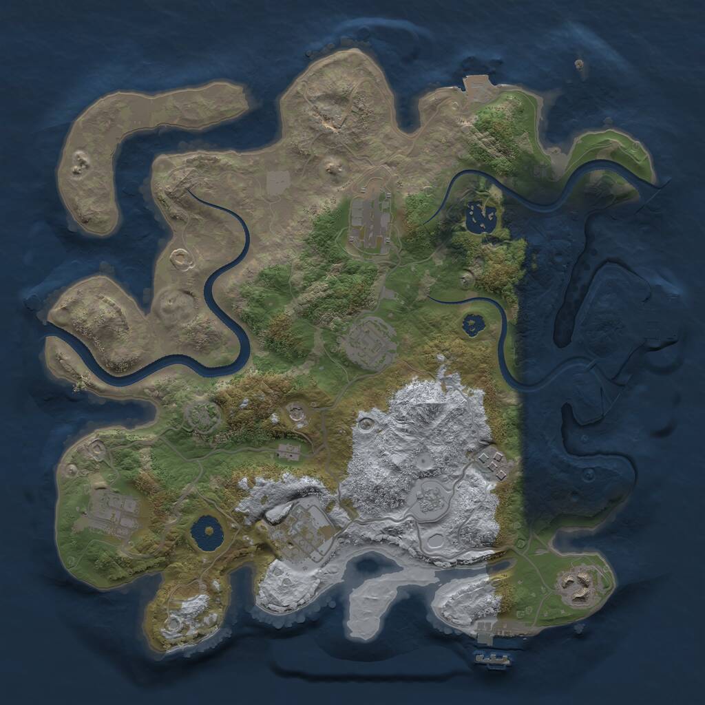 Rust Map: Procedural Map, Size: 3200, Seed: 1240598756, 13 Monuments
