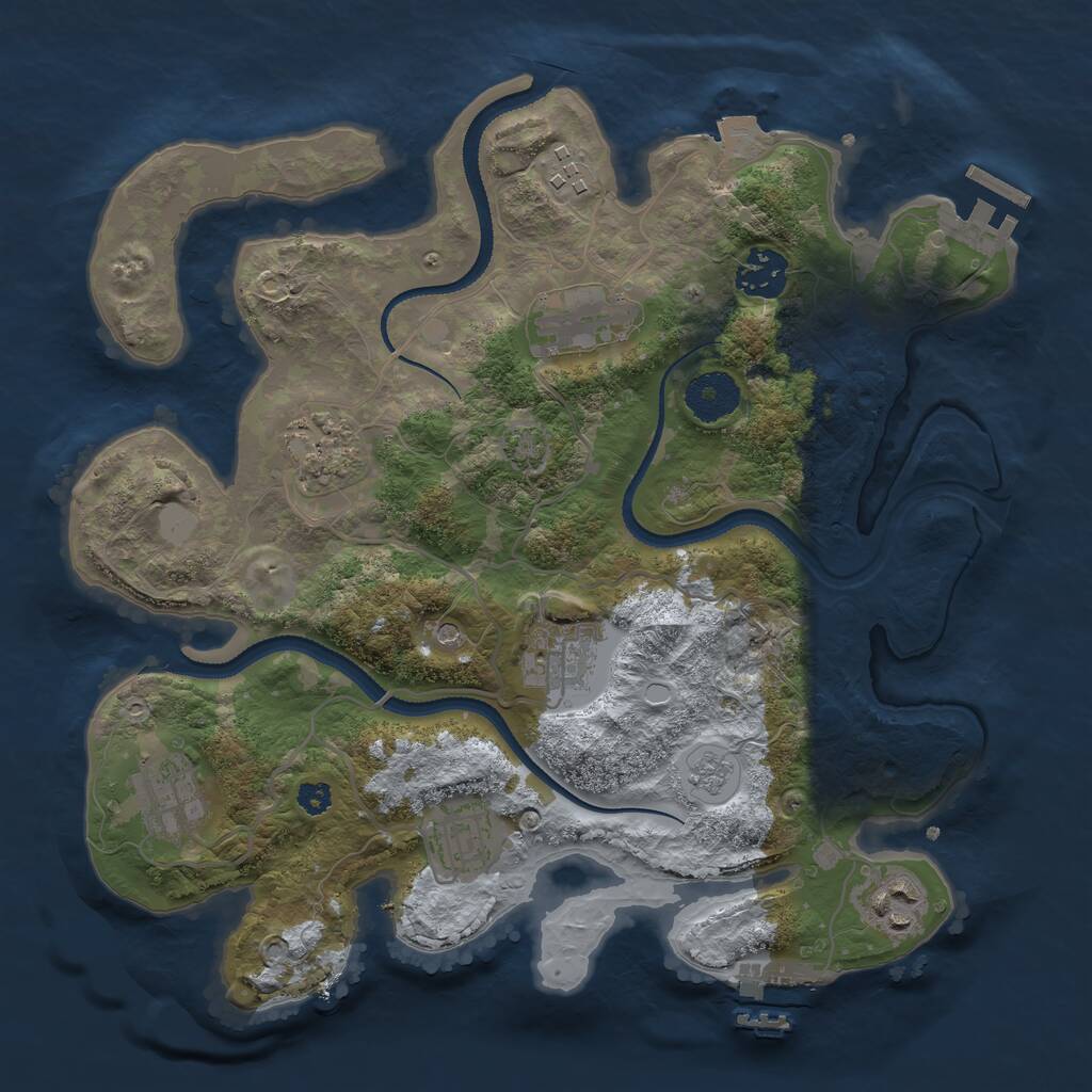 Rust Map: Procedural Map, Size: 3200, Seed: 1240598756, 14 Monuments