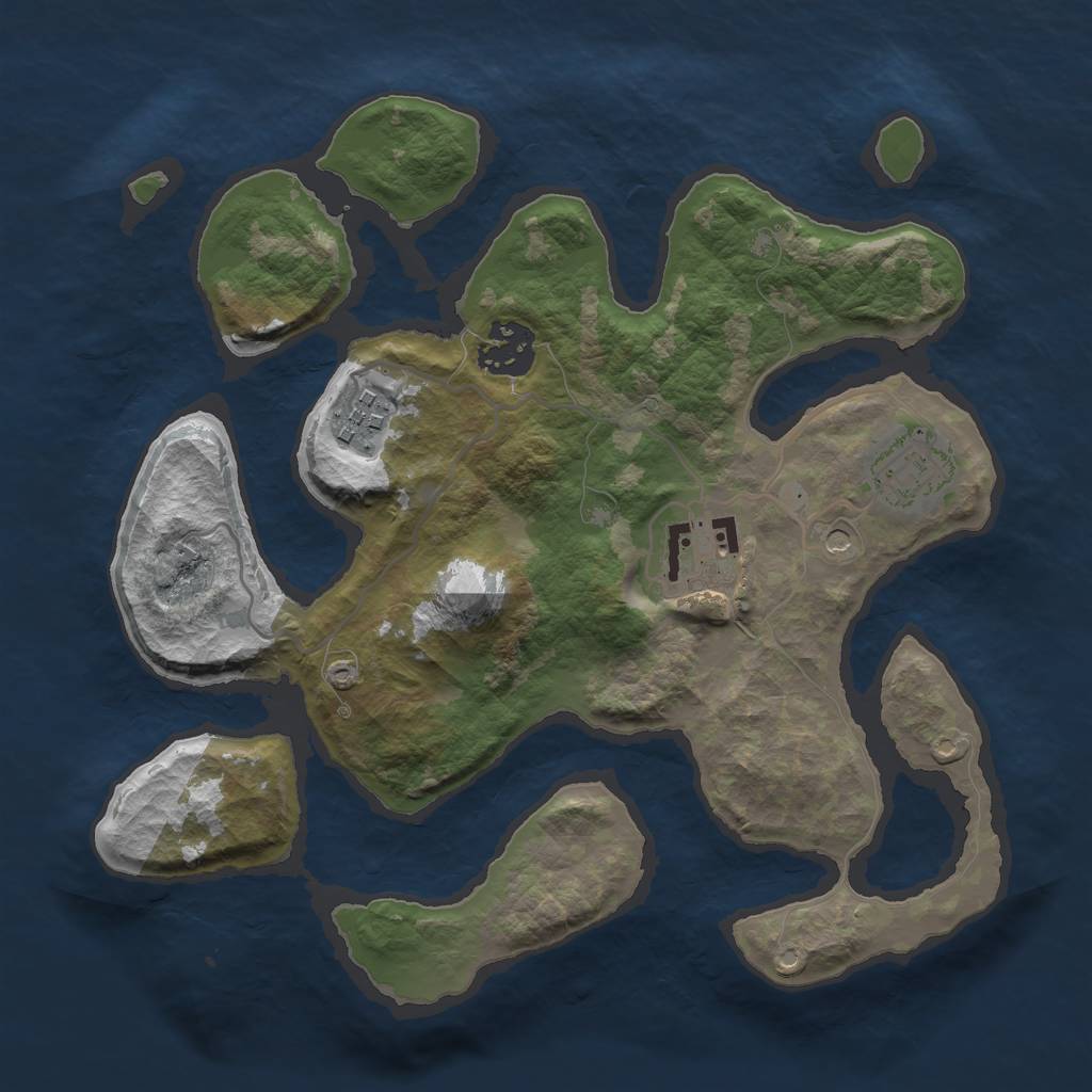 Rust Map: Barren, Size: 2850, Seed: 21312512, 7 Monuments