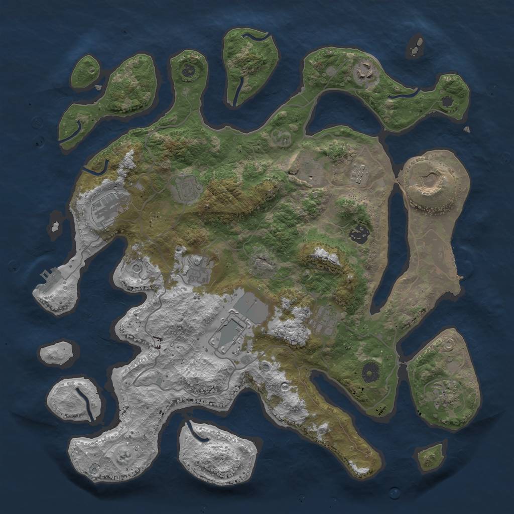 Rust Map: Procedural Map, Size: 4050, Seed: 2131355953, 16 Monuments