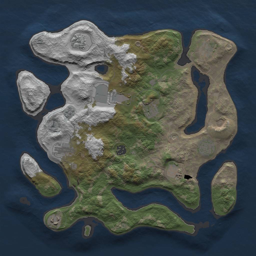 Rust Map: Barren, Size: 3700, Seed: 233916488, 14 Monuments