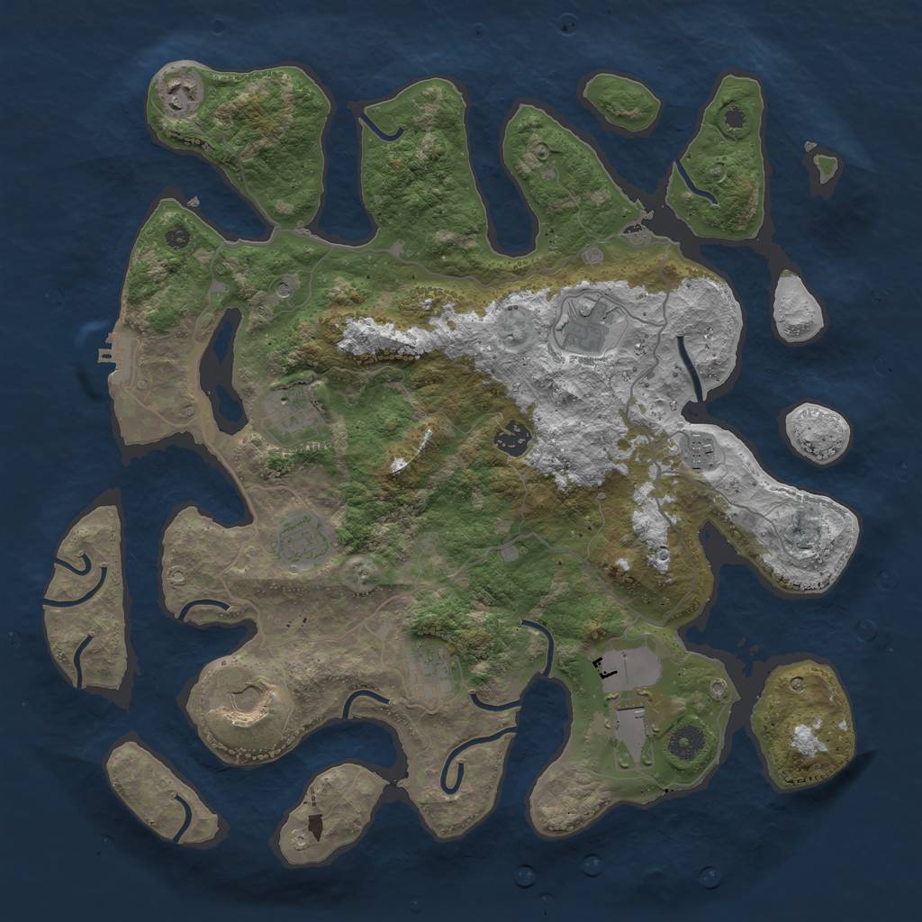 Rust Map: Procedural Map, Size: 4000, Seed: 280136, 13 Monuments