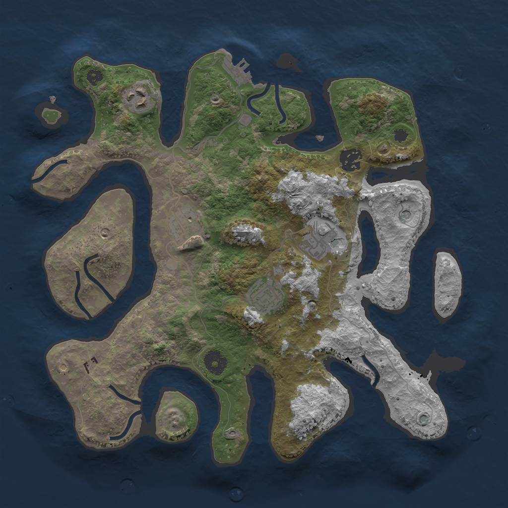 Rust Map: Procedural Map, Size: 3300, Seed: 932787543, 9 Monuments