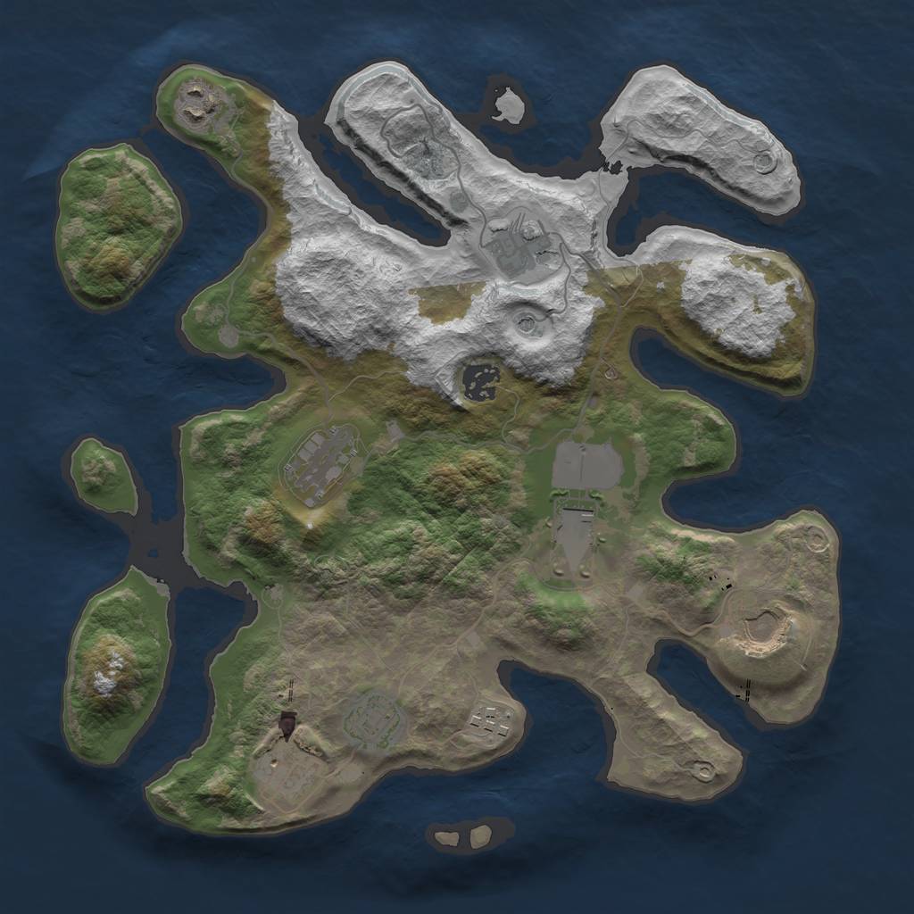 Rust Map: Barren, Size: 3500, Seed: 1642431235, 12 Monuments