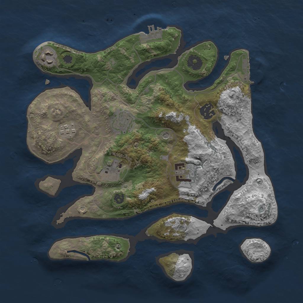 Rust Map: Procedural Map, Size: 3000, Seed: 2047568207, 11 Monuments