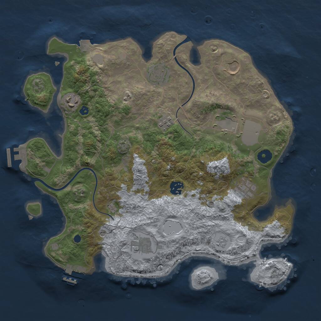 Rust Map: Procedural Map, Size: 3500, Seed: 100020989, 14 Monuments