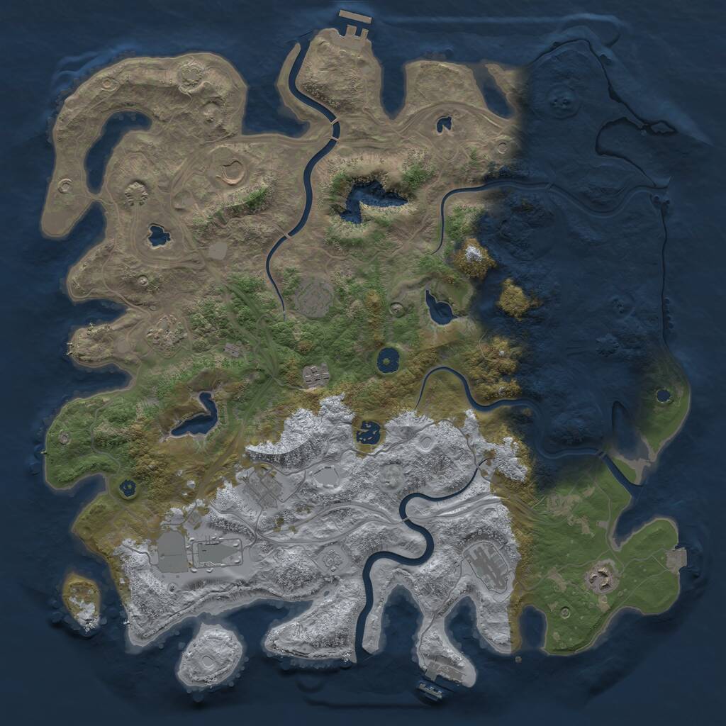 Rust Map: Procedural Map, Size: 4500, Seed: 46764528, 15 Monuments