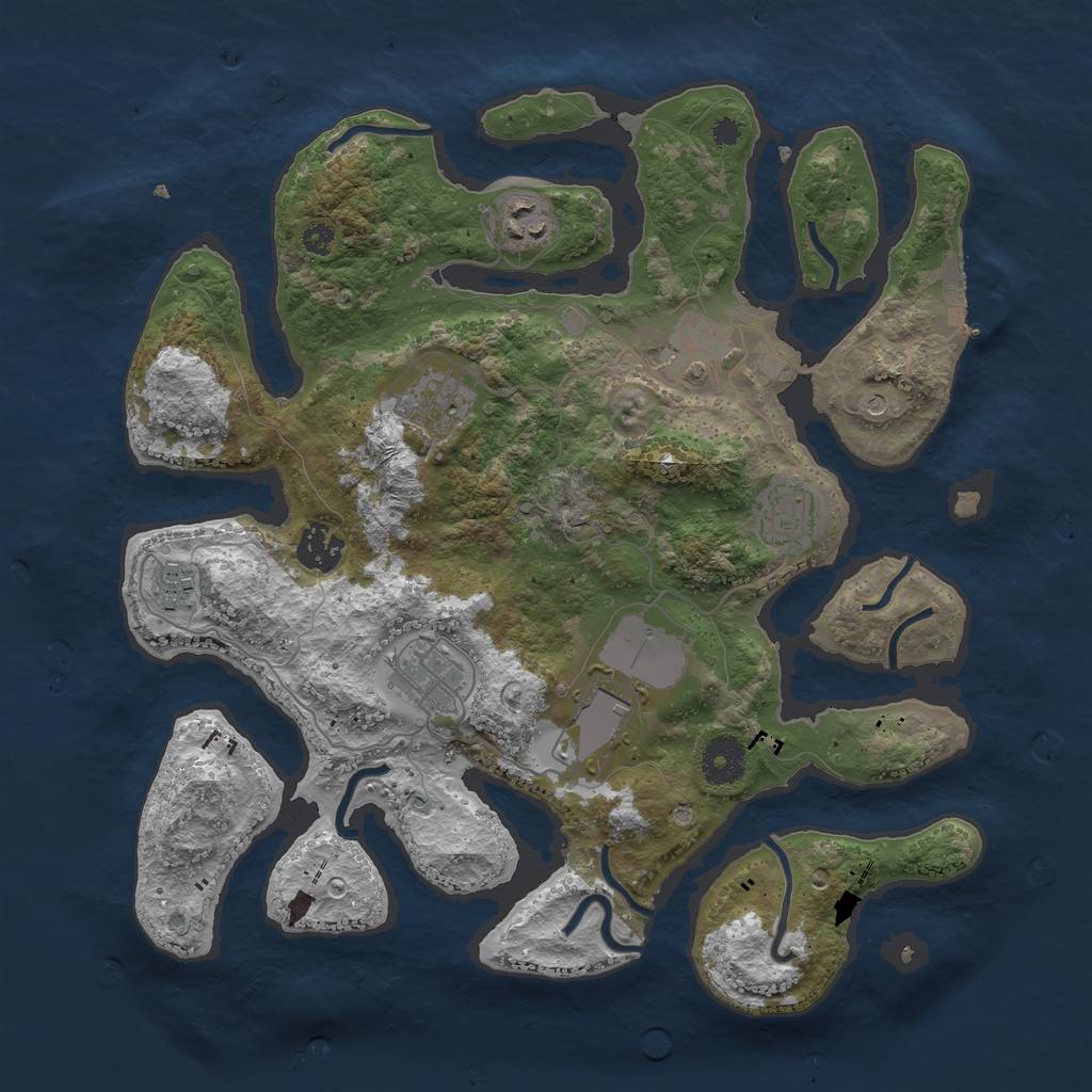 Rust Map: Procedural Map, Size: 3500, Seed: 67387895, 12 Monuments