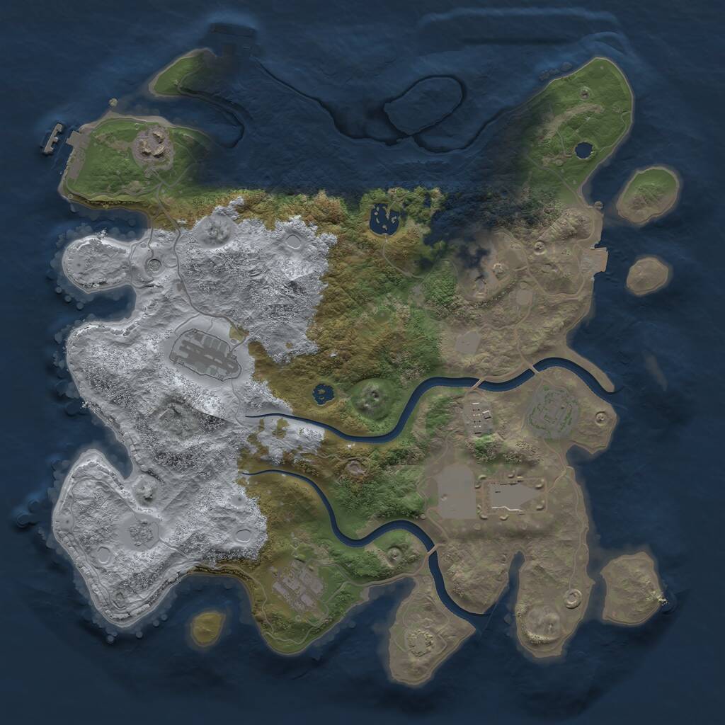 Rust Map: Procedural Map, Size: 3500, Seed: 189802668, 14 Monuments