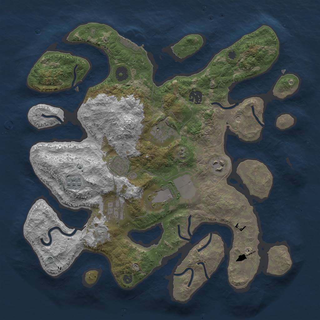 Rust Map: Procedural Map, Size: 3500, Seed: 189802668, 11 Monuments