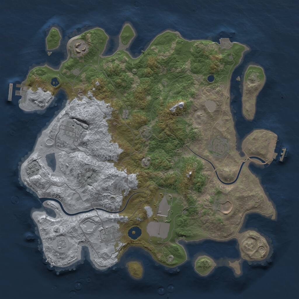 Rust Map: Procedural Map, Size: 3500, Seed: 8998124, 13 Monuments