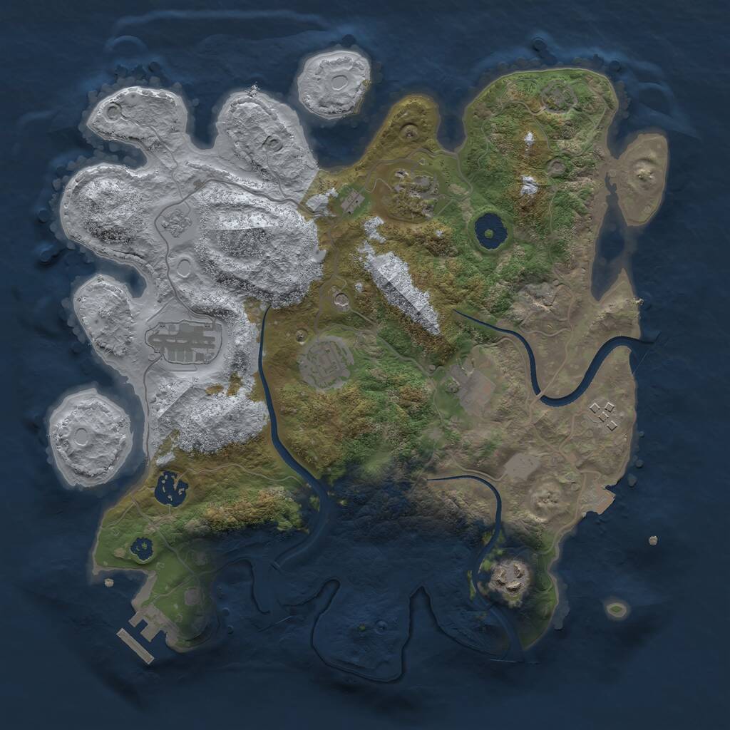 Rust Map: Procedural Map, Size: 3300, Seed: 932787541, 12 Monuments