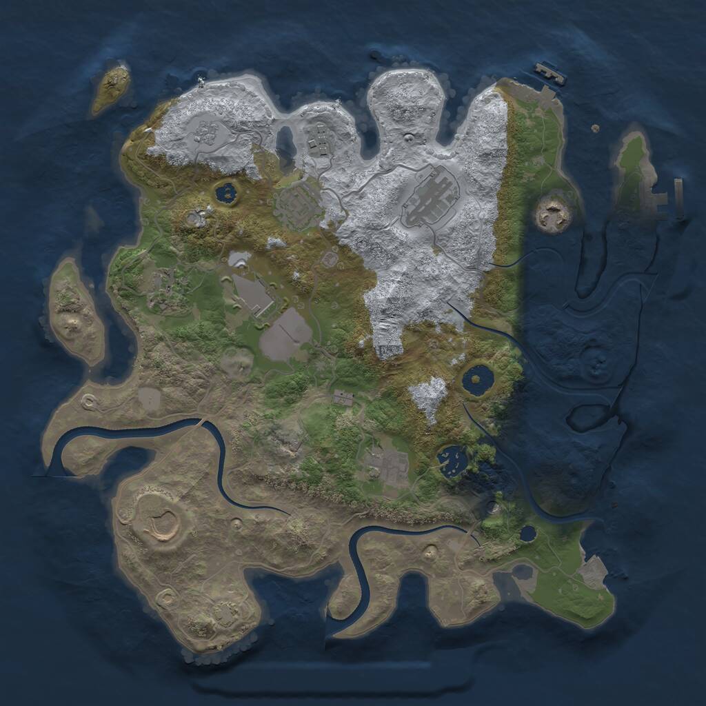 Rust Map: Procedural Map, Size: 3500, Seed: 152538986, 15 Monuments