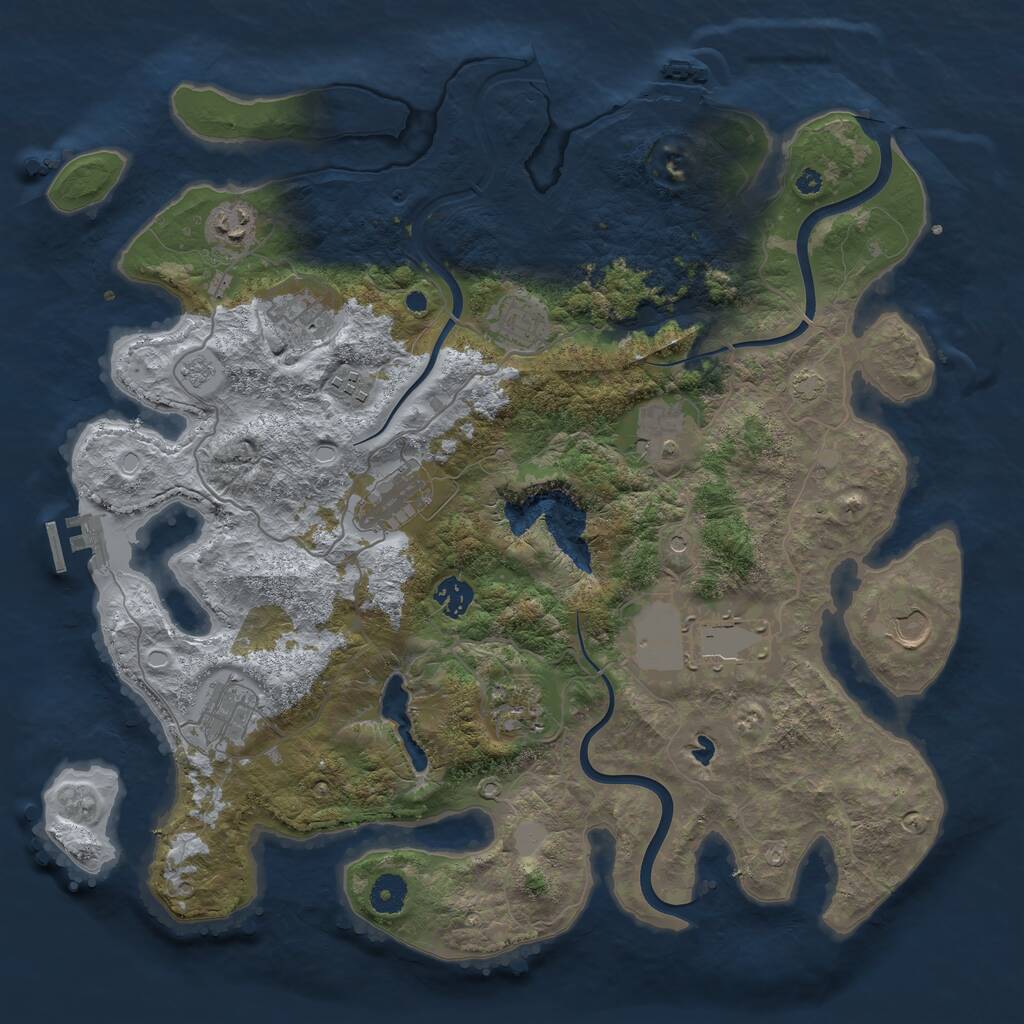 Rust Map: Procedural Map, Size: 4000, Seed: 836991160, 17 Monuments