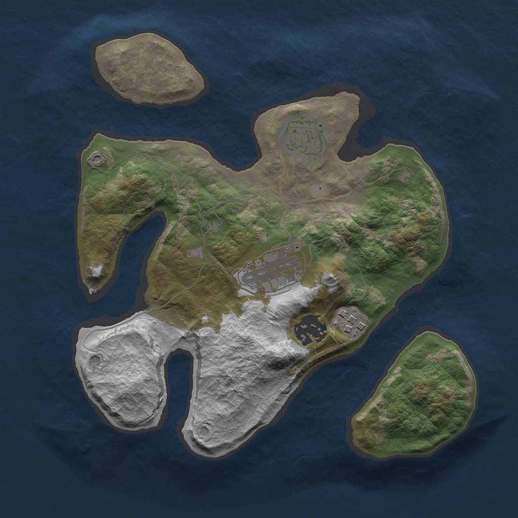 Rust Map: Barren, Size: 2600, Seed: 33, 6 Monuments