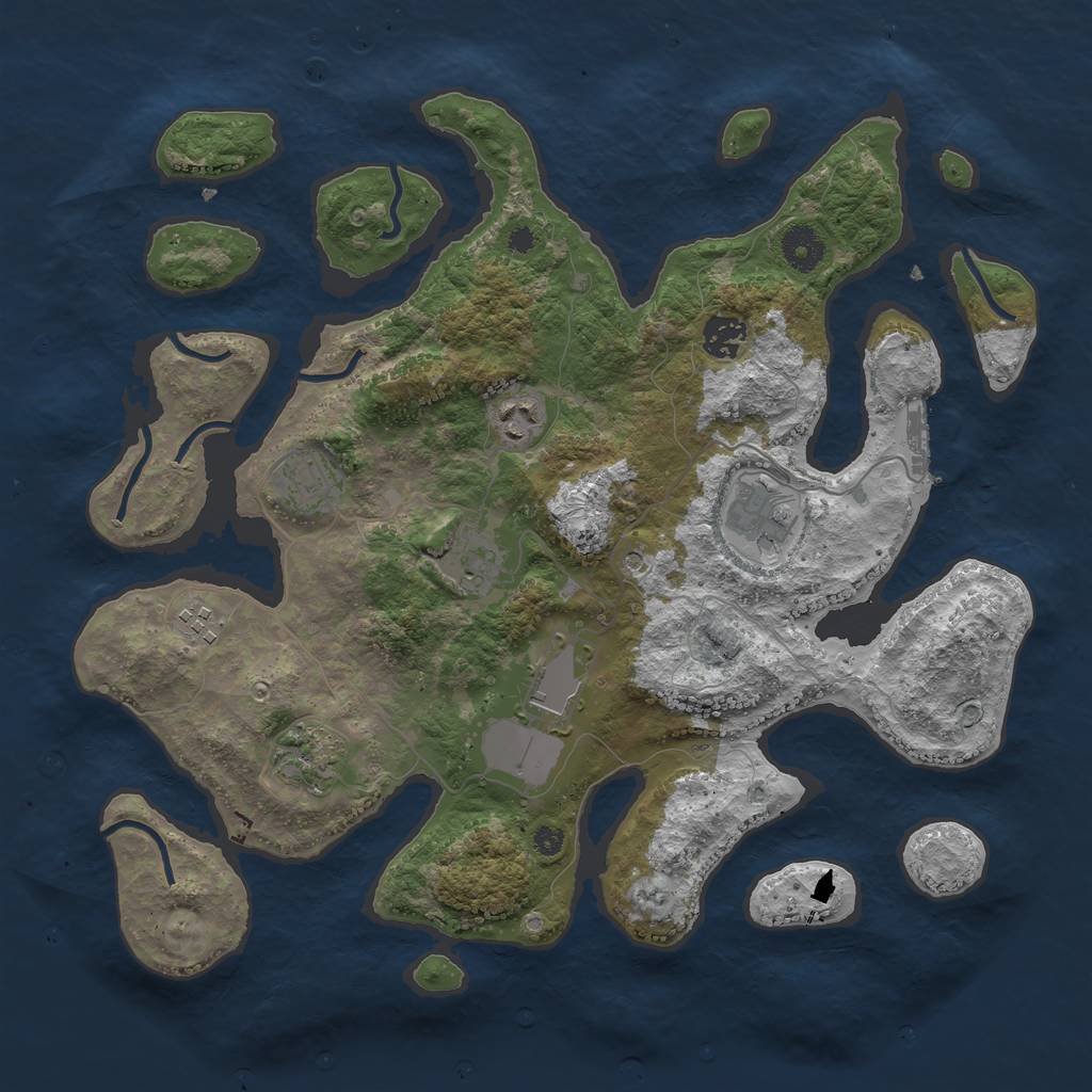 Rust Map: Procedural Map, Size: 3750, Seed: 40859141, 12 Monuments