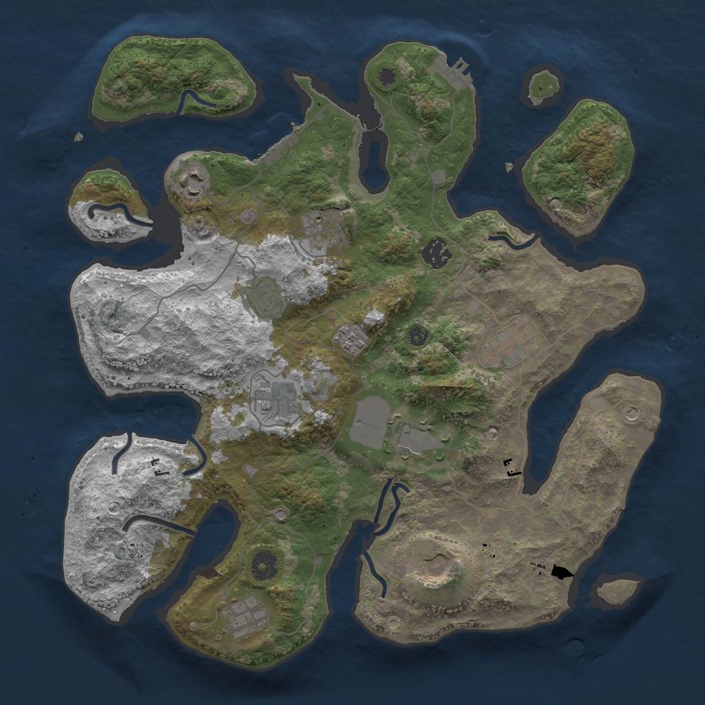 Rust Map: Procedural Map, Size: 3700, Seed: 2091092080, 15 Monuments