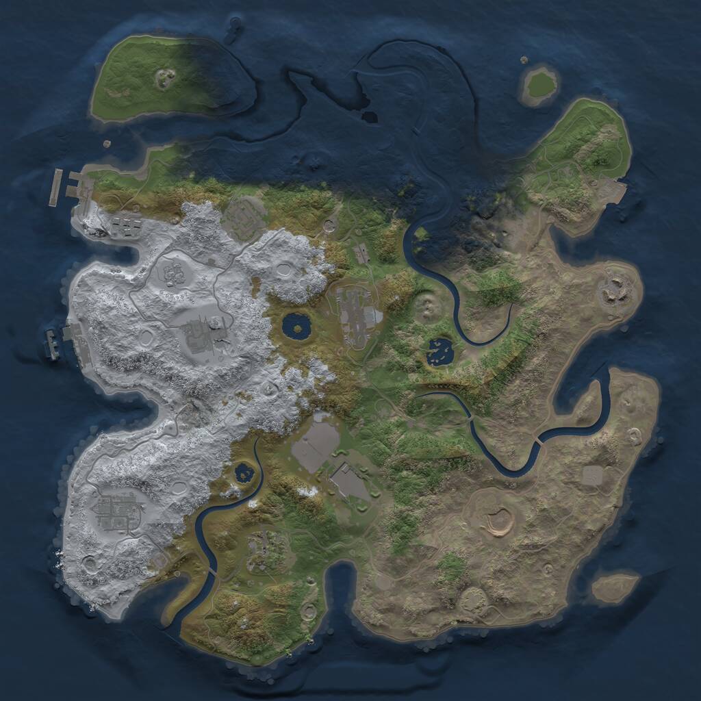 Rust Map: Procedural Map, Size: 3700, Seed: 2091092080, 17 Monuments