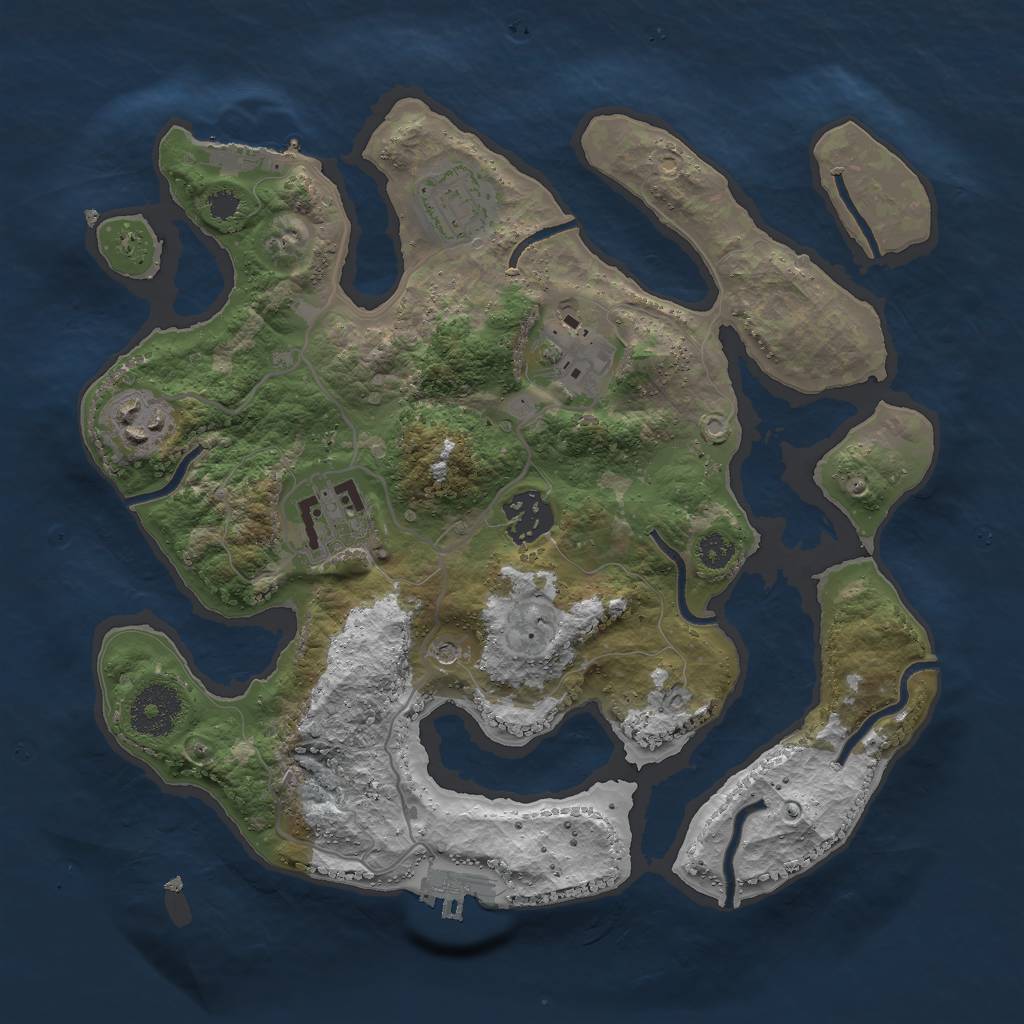 Rust Map: Procedural Map, Size: 3000, Seed: 629989530, 10 Monuments