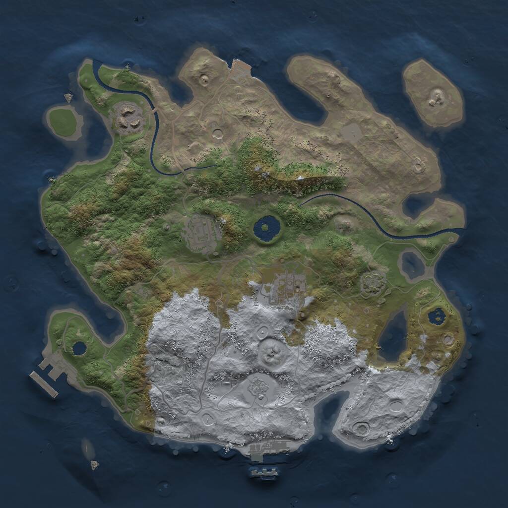 Rust Map: Procedural Map, Size: 3000, Seed: 629989530, 9 Monuments