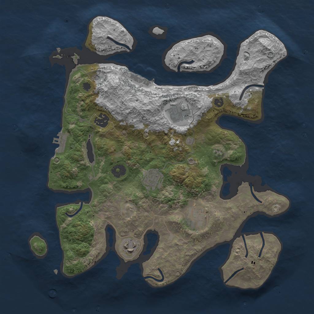 Rust Map: Procedural Map, Size: 3400, Seed: 1423283034, 10 Monuments