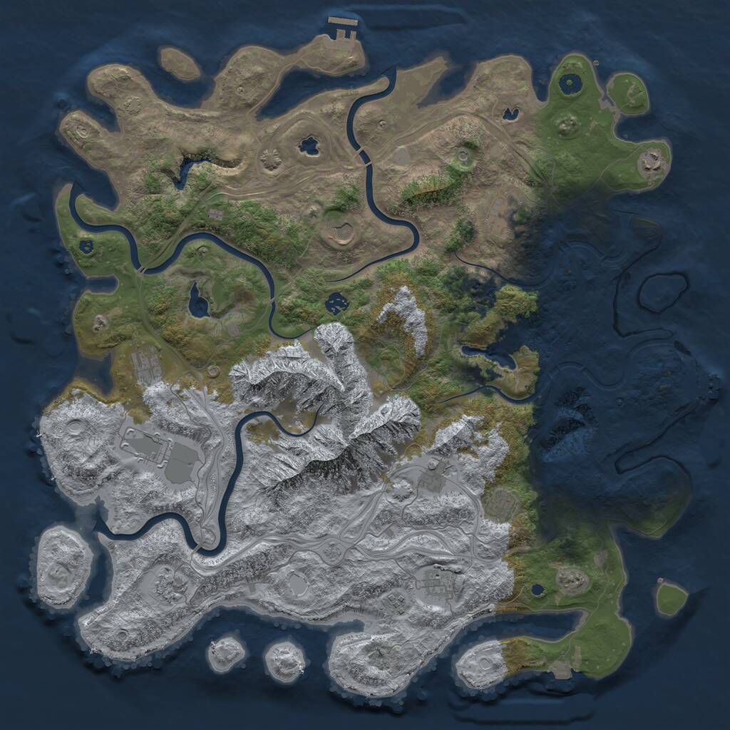 Rust Map: Procedural Map, Size: 5000, Seed: 537093518, 17 Monuments
