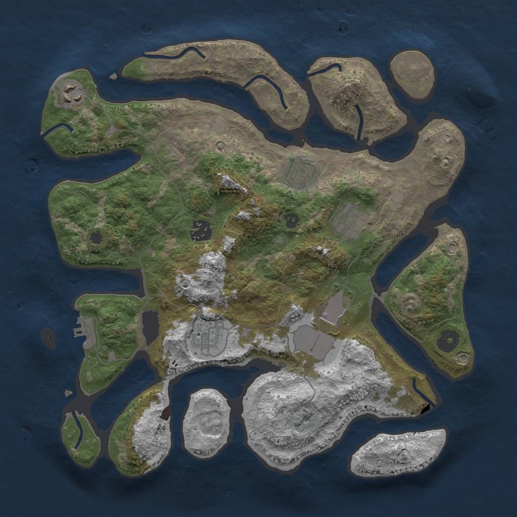 Rust Map: Procedural Map, Size: 3500, Seed: 1560279285, 9 Monuments