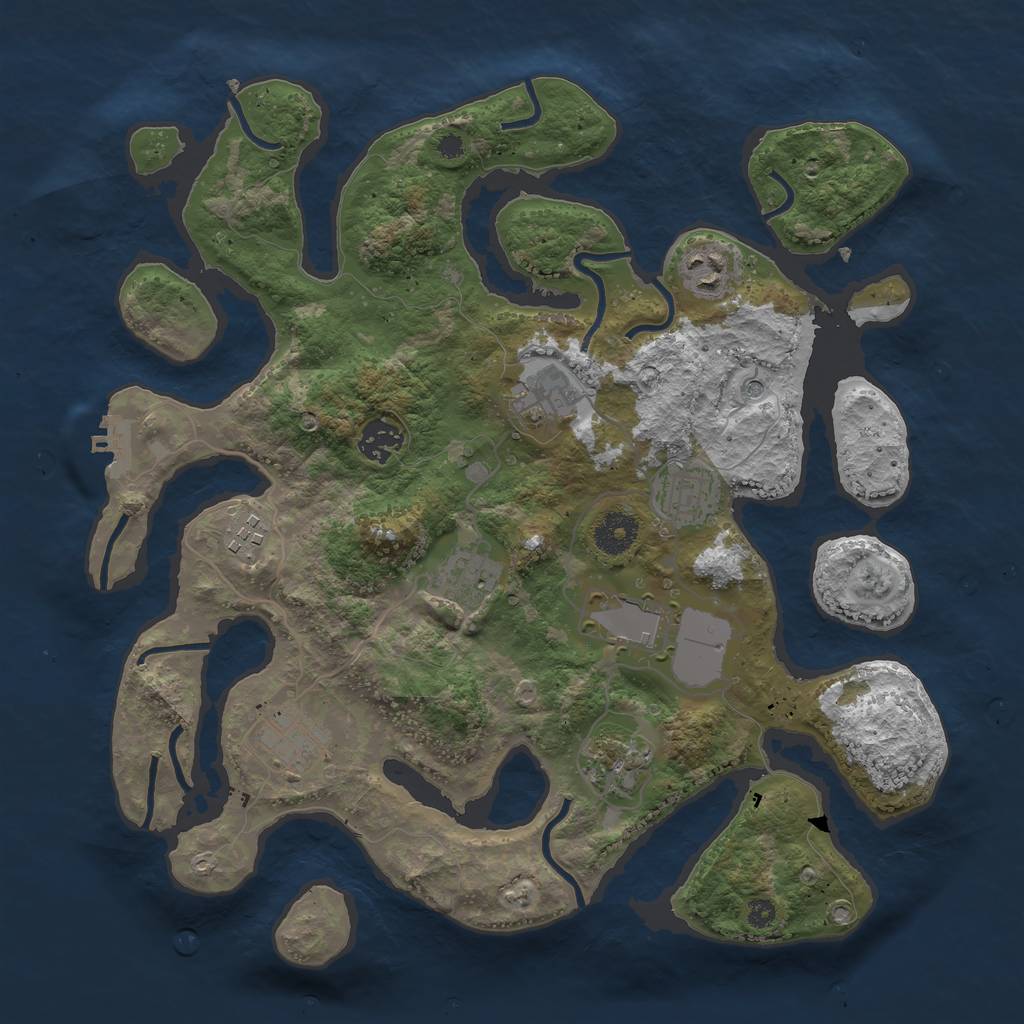 Rust Map: Procedural Map, Size: 3600, Seed: 1727954595, 13 Monuments