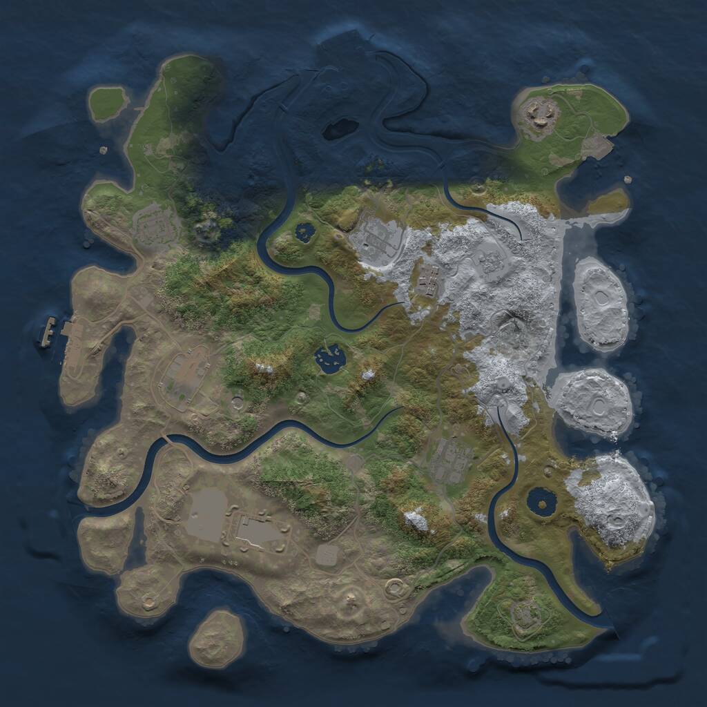 Rust Map: Procedural Map, Size: 3600, Seed: 1727954595, 14 Monuments