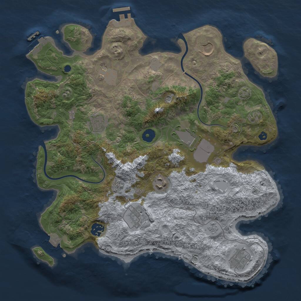 Rust Map: Procedural Map, Size: 3500, Seed: 1871710974, 15 Monuments