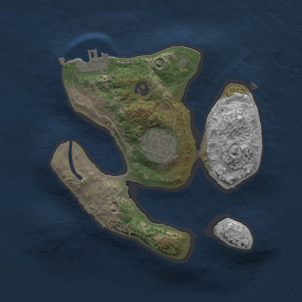 Rust Map: Procedural Map, Size: 2000, Seed: 3846294, 4 Monuments