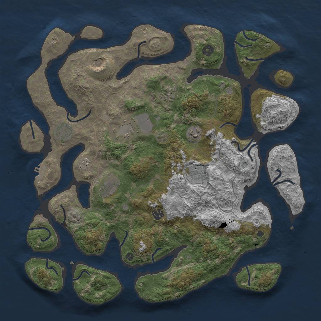 Rust Map: Procedural Map, Size: 4250, Seed: 3869, 13 Monuments
