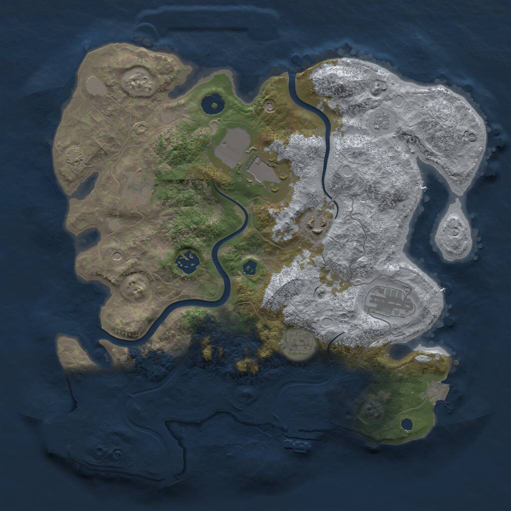 Rust Map: Procedural Map, Size: 3500, Seed: 1101606545, 12 Monuments
